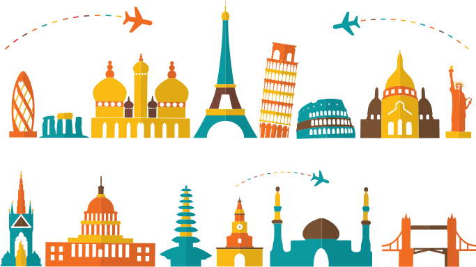 Popular Tourist Destinations Free Vector And Png The - Tourist Place Vector (1200x628), Png Download