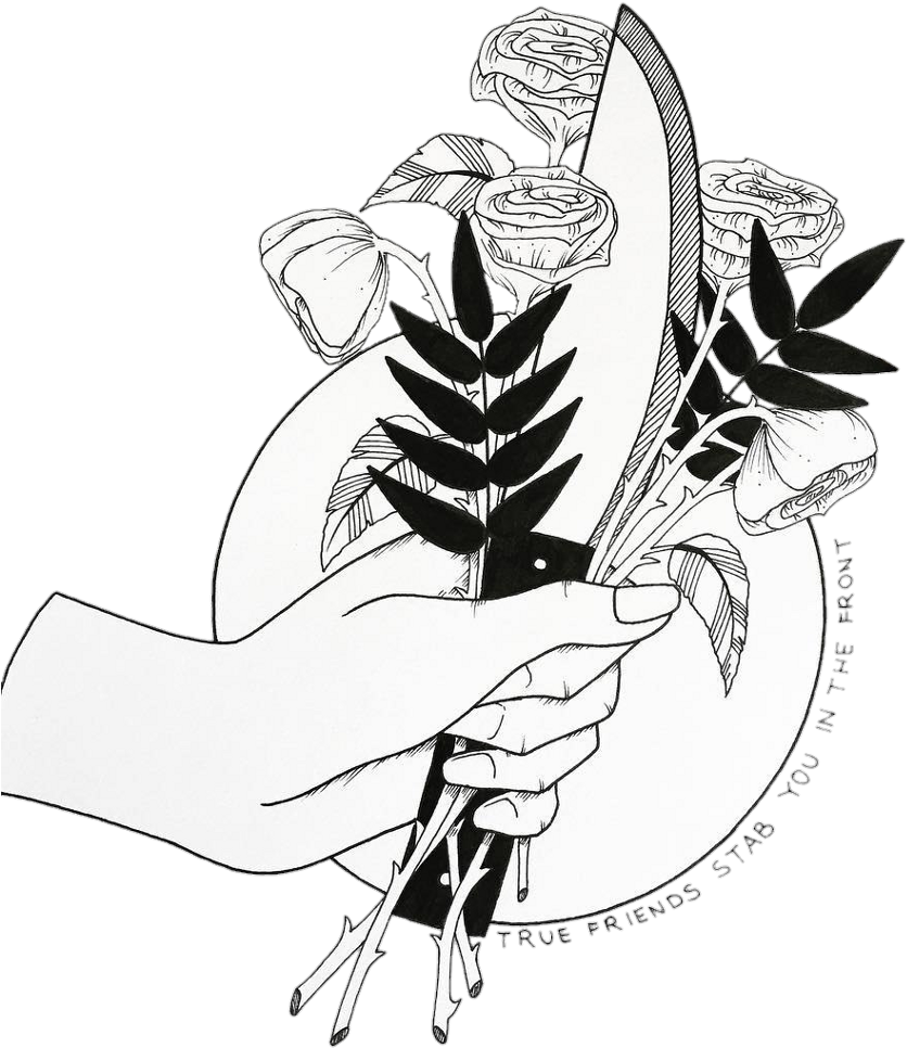 Tumblr Art Blackandwhite Arm Arms Knife Knifes Inscript - Knife Line Art (1024x1024), Png Download