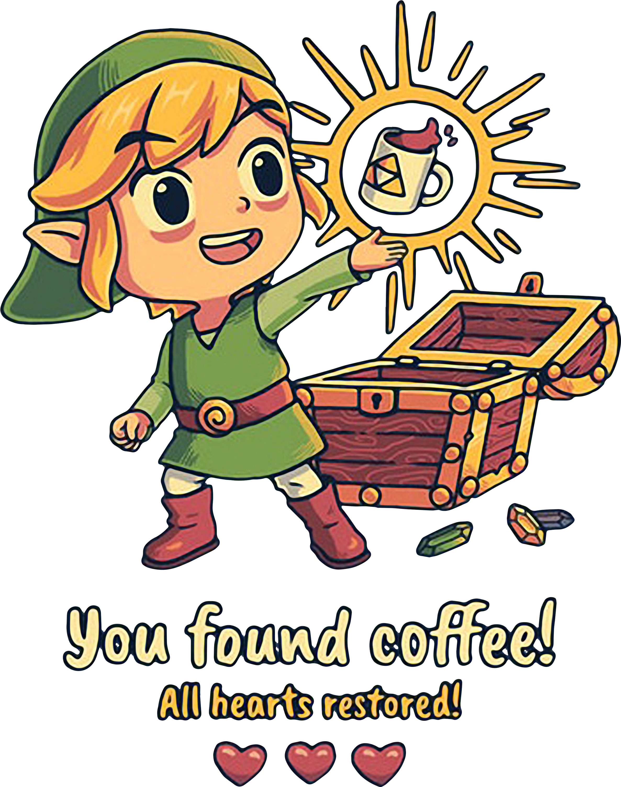 Zelda You Found Coffee All Hearts Restored Shirt, Sweater, - Shirt (2400x3200), Png Download