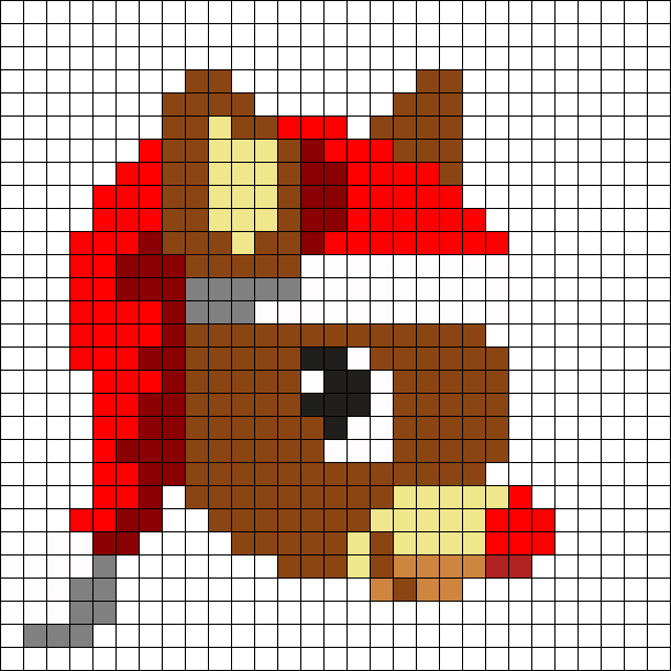Rudolph The Rednosed Reindeer Perler - Reindeer Perler Bead Patterns (610x610), Png Download