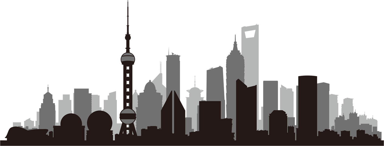 Shanghai Skyline Silhouette (1568x600), Png Download