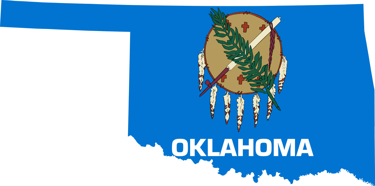 Oklahoma State Flag Map (1280x635), Png Download