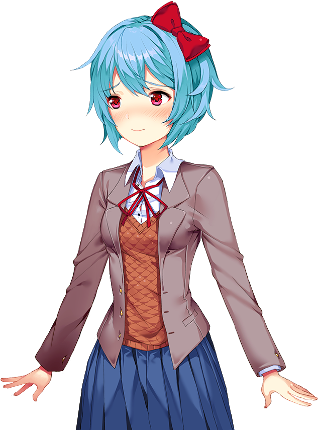 Edited Mediahave A Cinnamon Bun With Light Blue Hair - Cute Sayori (960x960), Png Download