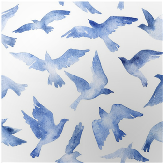 Abstract Flying Bird Set With Watercolor Texture Isolated - Watercolor Texture Bird (400x400), Png Download