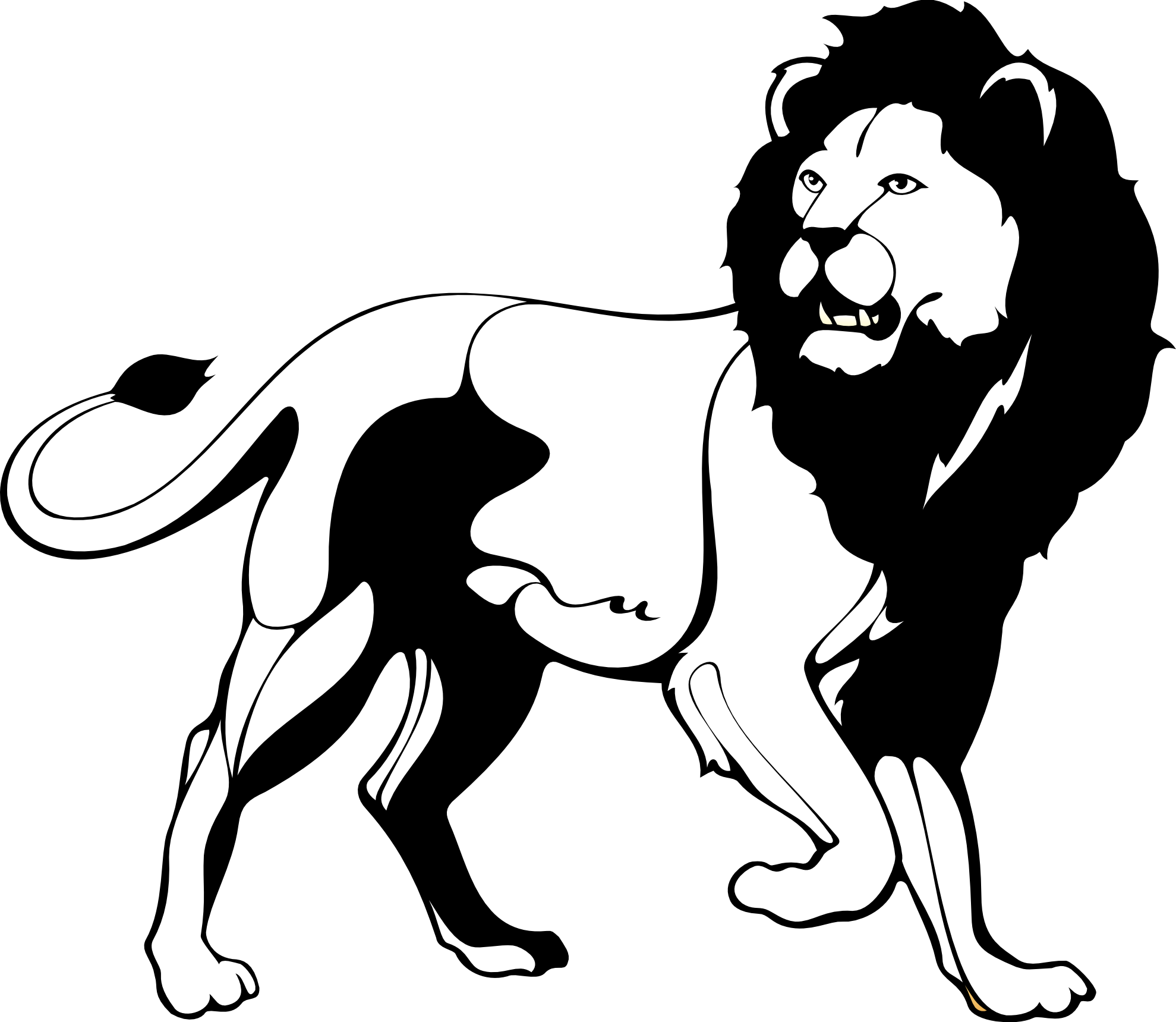 Lion Head Clipart Black And White - Lion Black White Png (1979x1719), Png Download