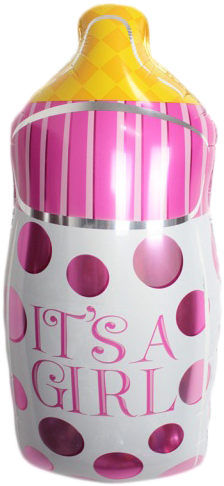 Giant 31" Baby Girl Foil Mylar Balloon Its A Girl Pink (282x531), Png Download