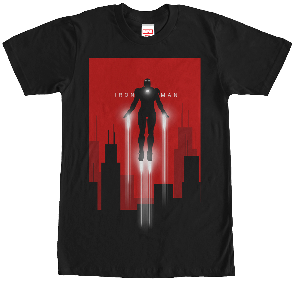 Iron Man Silhouette Flying Download - T-shirt-star-wars-ep7-bb-8-droid (988x943), Png Download