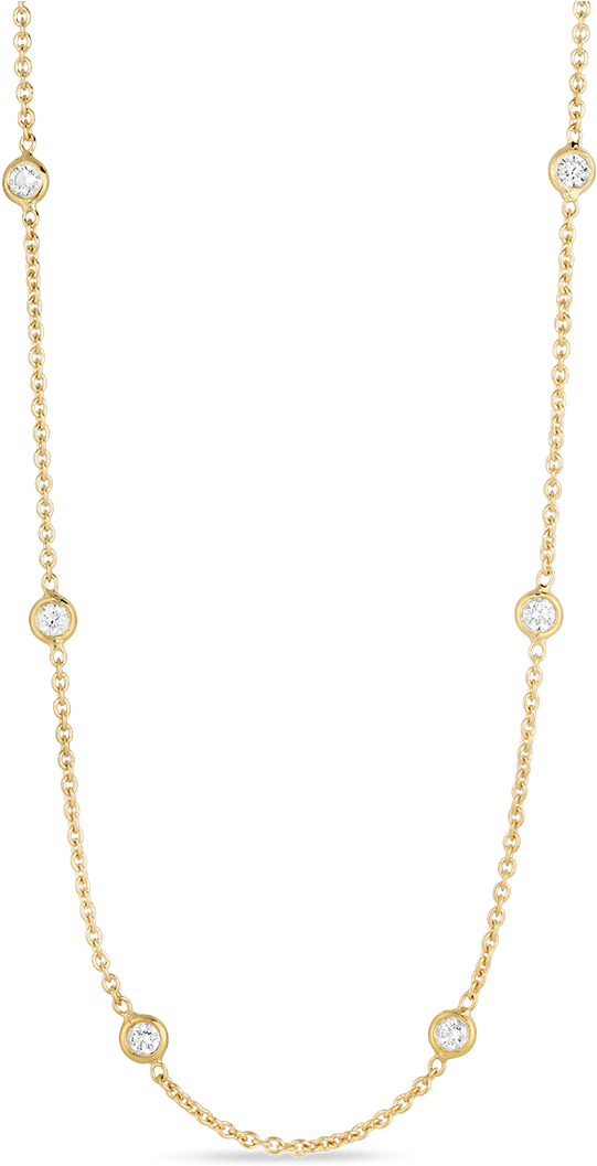 Diamonds By The Inchnecklace With 10 Diamond Stations - Gold Necklace Chain With Diamonds (1600x1600), Png Download