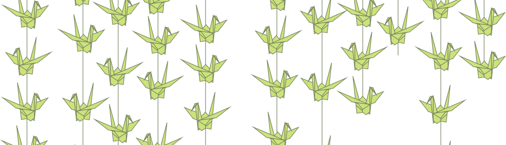 Cropped Paper Crane Garland Green - Origami (1000x288), Png Download