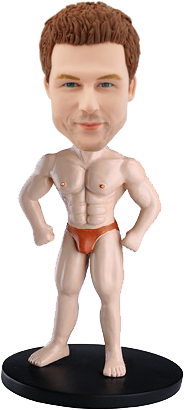 Personalized Bobble Head Doll Muscle Man - Funny Man Doll (400x458), Png Download