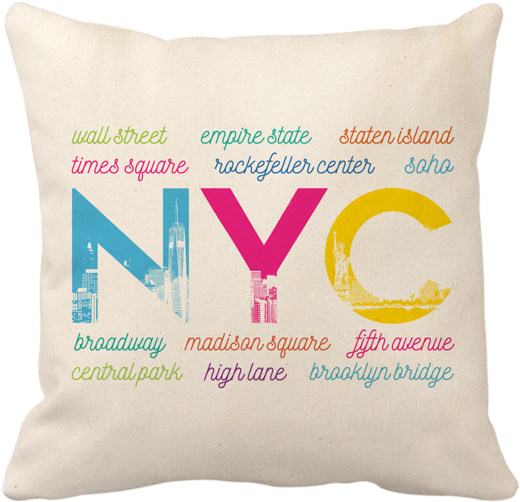 Nyc Skyline - Cushion (1280x1280), Png Download