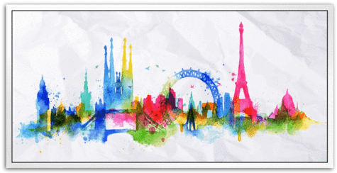 Sale Parisian Style - London Skyline Silhouette Watercolor (480x480), Png Download