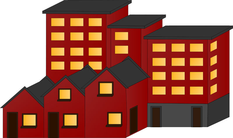 Flat Town Cliparts - Block Of Flats Clipart (800x476), Png Download