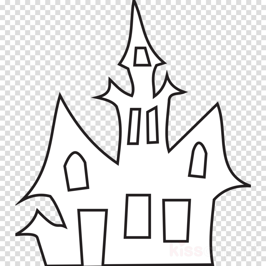Haunted House Clip Art Black And White Clipart Haunted - Halloween Haunted Houses Templates (900x900), Png Download