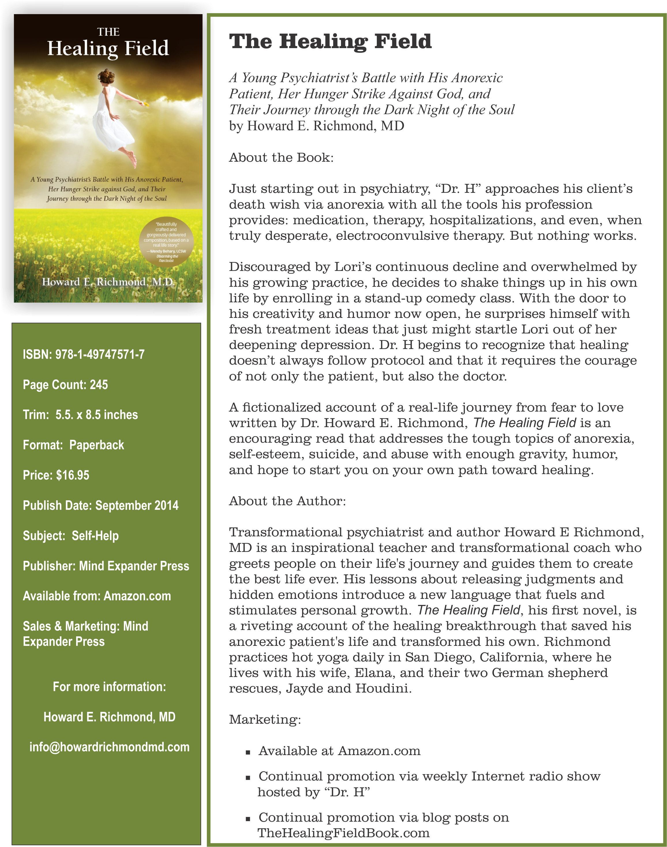Howard E Richmond - Healing Field: A Young Psychiatrist's Battle St God (2313x3022), Png Download