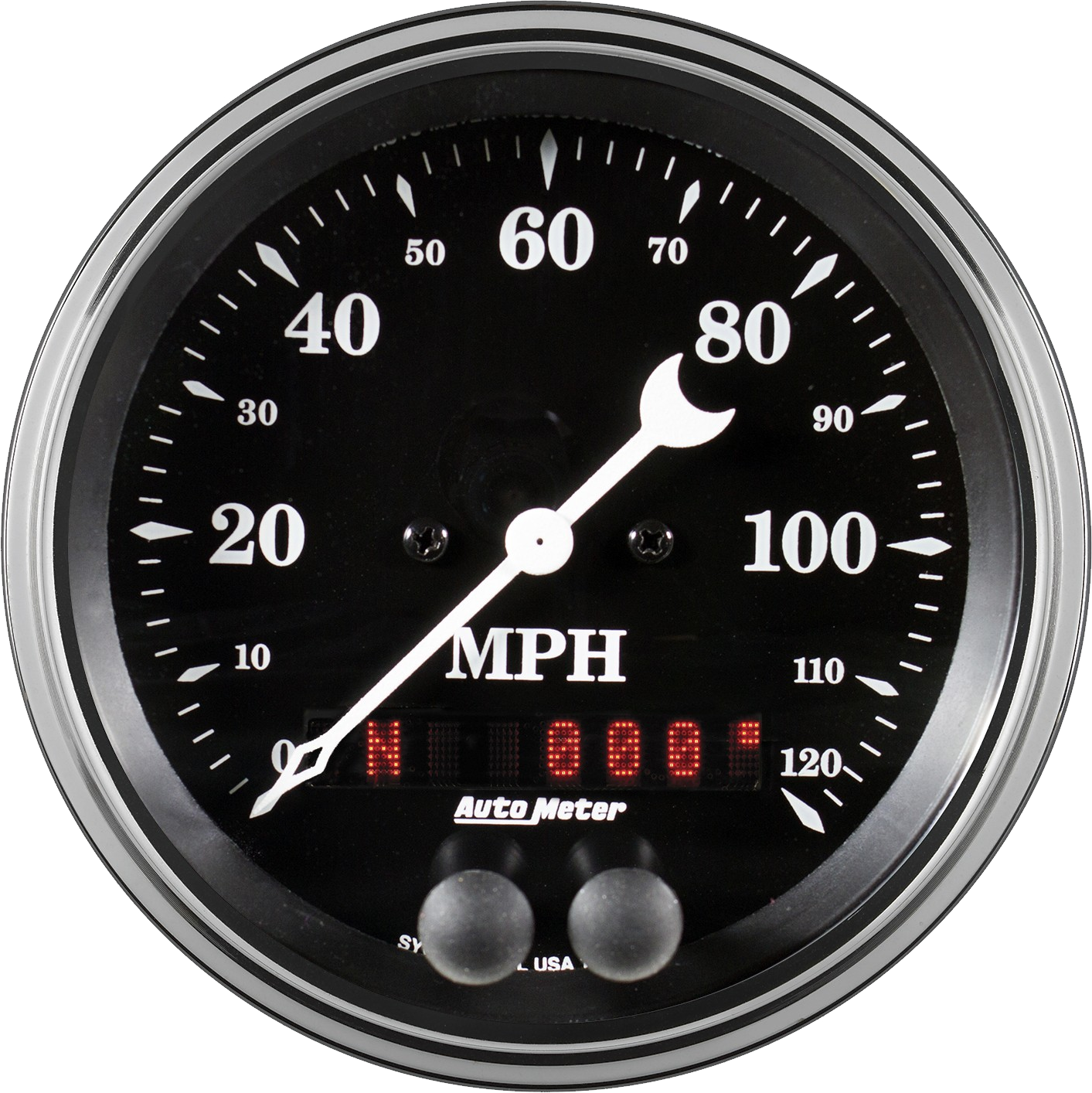 Auto Meter 1749 - Old Tyme Black Speedometer (1413x1414), Png Download