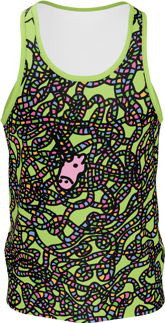 Tangled Mens Horny Tank Top Green - Active Tank (1600x1600), Png Download