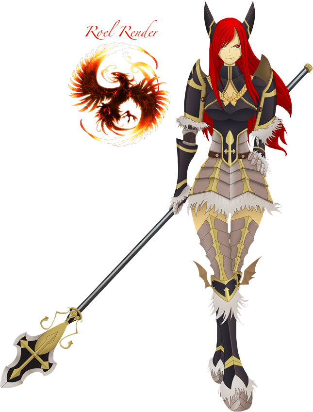 Erza Scarlet Images Erza Scarlet Hd Wallpaper And Background - Silver Phoenix Necklace - Glass Pendant - Fantasy Fire (653x854), Png Download