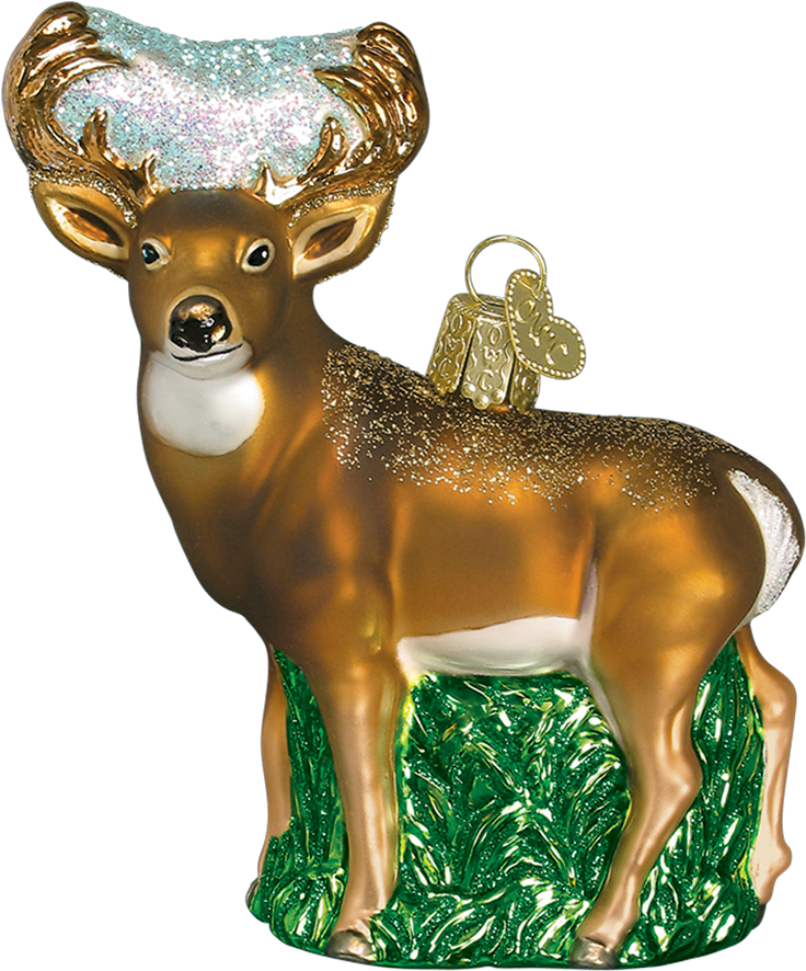 Click - Old World Christmas Whitetail Deer Glass Ornament (1000x1000), Png Download