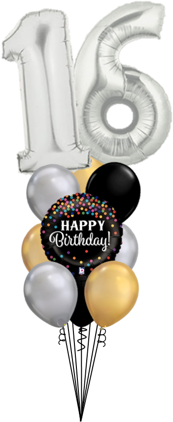 Custom Age Megaloon Birthday Confetti Balloon Bouquet - 18" Glitter Holographic Balloon Glittering Birthday (507x861), Png Download