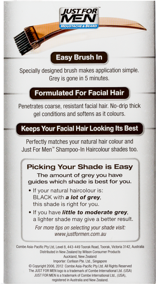 Just For Men Mustache And Beard Brush-in Color Gel, (1024x1024), Png Download