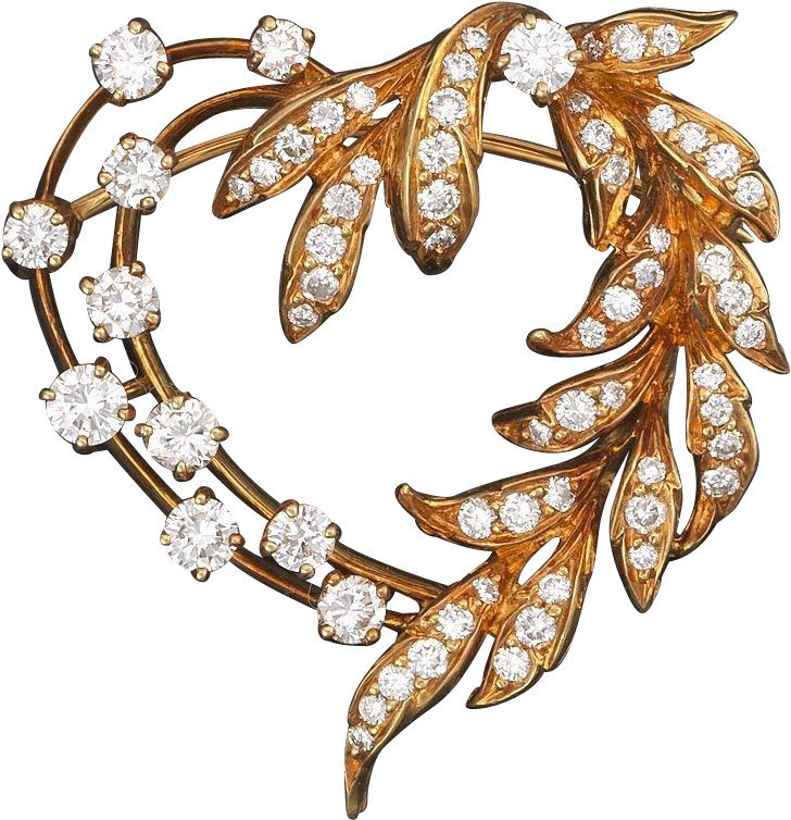 Stunning Kurt Wayne Diamond And Gold Heart Shaped Brooch - Brooch (753x753), Png Download