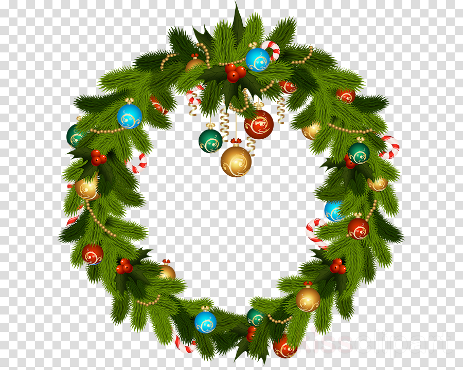 Cartoon Christmas Wreath Clipart Christmas Wreaths - Christmas Green Wreath Clipart (900x720), Png Download