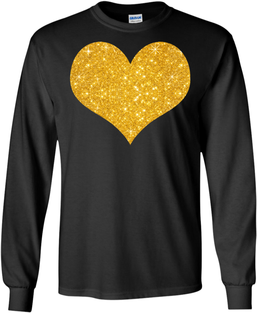 Gold Glitter Heart - T-shirt (1024x1024), Png Download