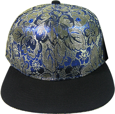 Gold Navy Floral Snapback - Baseball Cap (400x398), Png Download