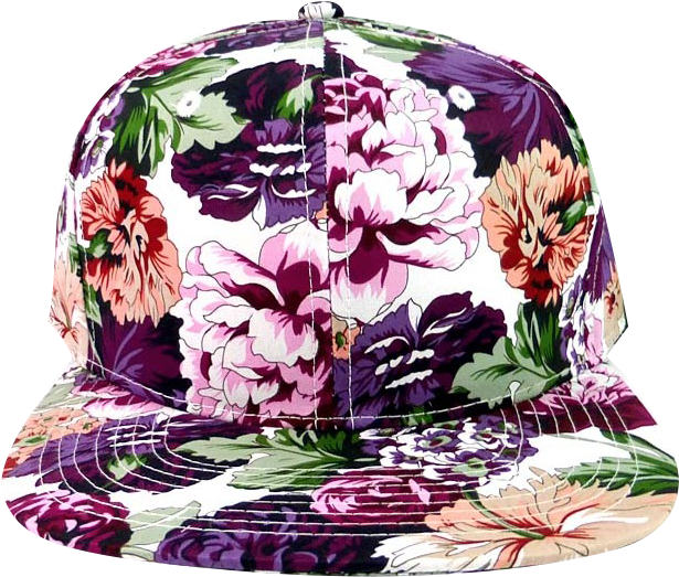 Purple Multicolor Floral Snapback - Wholesale 5 Panel Floral Camp Hats Caps - Purple Flowers (644x538), Png Download