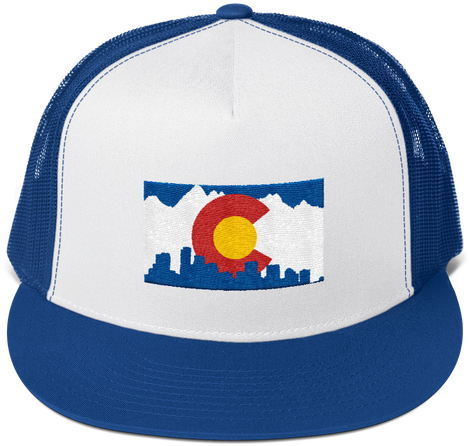 Denver Colorado Flag Trucker Snapback Cap - Usa Cap Transparent Png (500x500), Png Download
