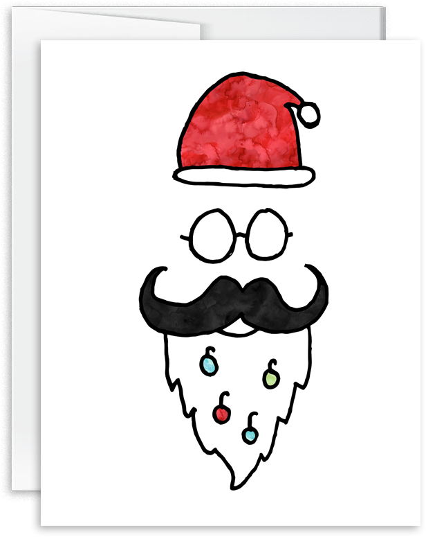 Holiday Hipster Hand Drawn Watercolor Christmas Card - Cartoon (1000x1000), Png Download
