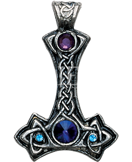 Jeweled Thor's Hammer Necklace - Thor's Hammer Nordic Lights Pendant Necklace (569x569), Png Download
