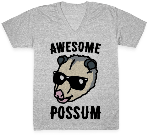 Awesome Possum V-neck Tee Shirt - T-shirt (484x484), Png Download