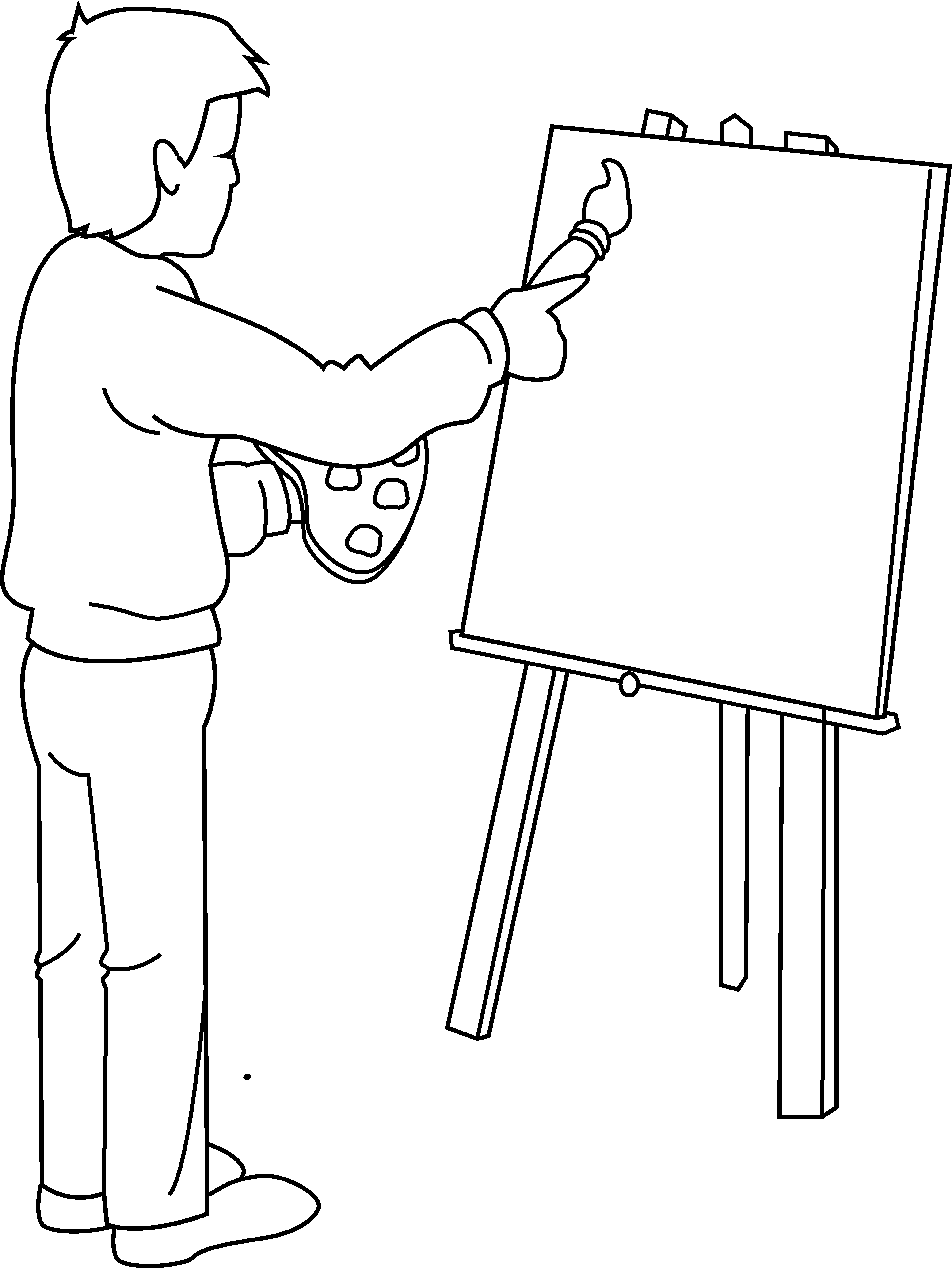 Artist Clipart Black And White Images Pictures - Painter Clipart Black And White (4058x5405), Png Download