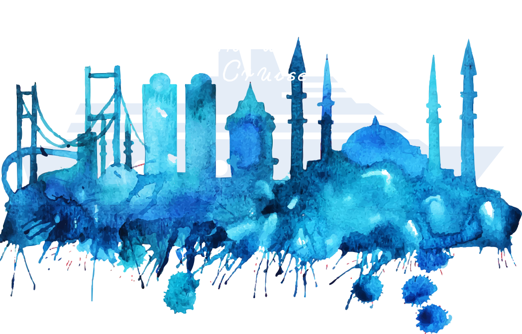 Instagram Bosphorus Line Cruise - Istanbul Skyline Watercolor Poster - Cityscape Painting (1049x672), Png Download