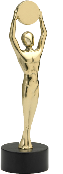 Trophée Oscar En Bronze Jaune Massif Finition Polie - Figurine (362x775), Png Download