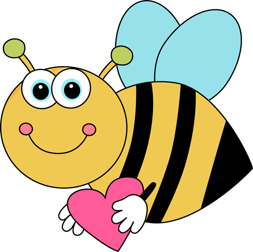 Flying Bee Clipart - Valentines Day Clipart Bee (500x498), Png Download