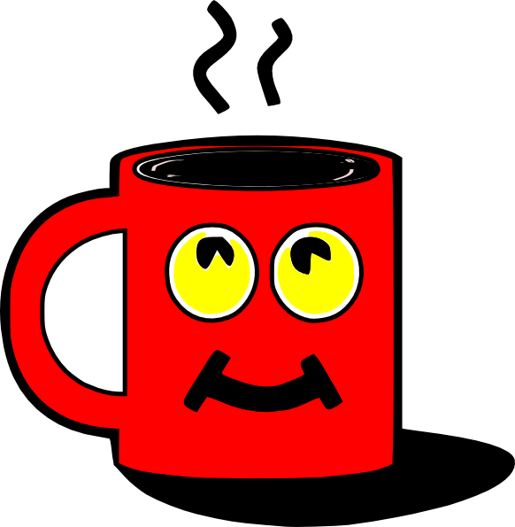 Picture Transparent Library Mugs Clipart - Red Cup Of Coffee Clipart ]\ (582x595), Png Download