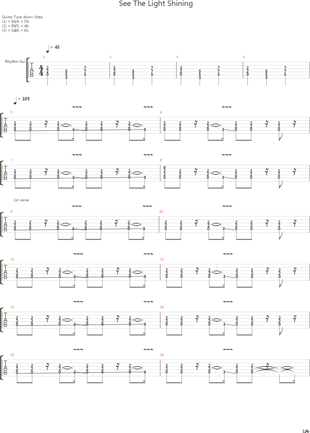 See The Light Shining吉他谱 - Sheet Music (1110x1570), Png Download