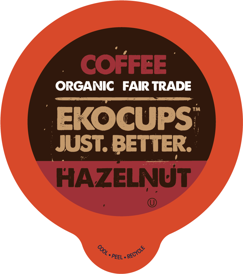 Ekocups Hazelnut Flavored Coffee Single Serve Cup, - Ekocups Organic Fair Trade Decaf Vanilla Coffee Single (867x968), Png Download