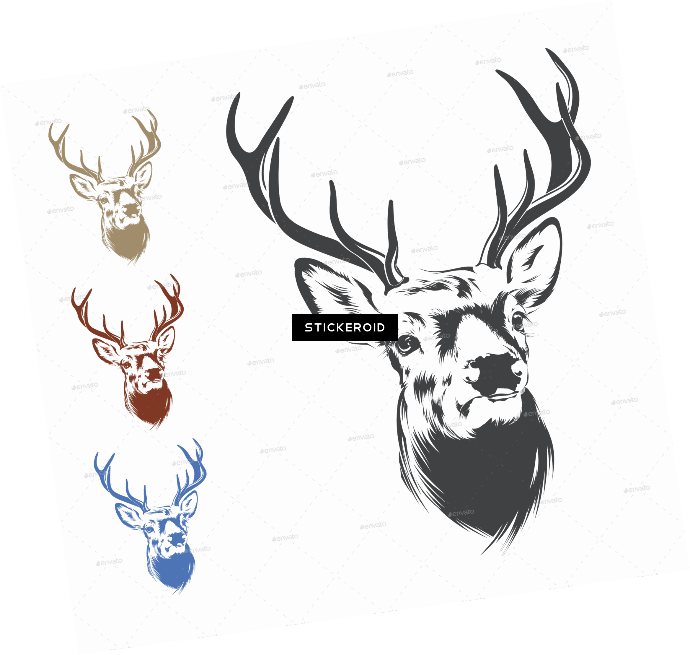 Deer Head - Head Deer Vector Transparent (2337x2217), Png Download