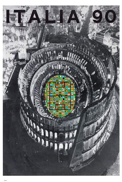 Italy World Cup 1990 Vintage Poster - Alberto Burri Italia 90 (600x600), Png Download