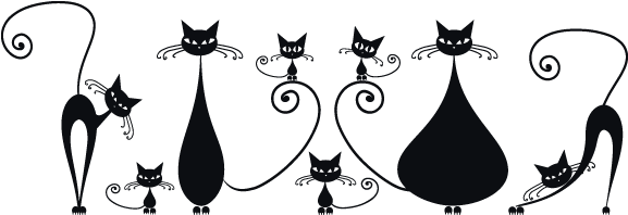 Vinilos Decorativos Gatos En Familia - Black Cat Silhouette (650x650), Png Download