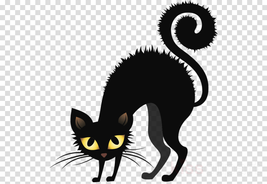 Scary Black Halloween Cat Clipart Black Cat Clip Art - Halloween Poster Black Cat (900x620), Png Download