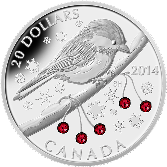 Fine Silver Coin - 2014 Fine Silver 20 Dollar Coin - Crystal Series: Chickadee (570x570), Png Download