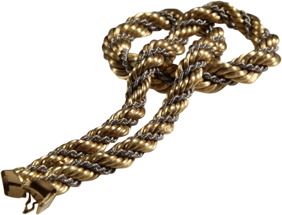 Gold Rope Choker Necklace - Rope Chain Necklace | 18k Yellow White Gold | Vintage (935x935), Png Download