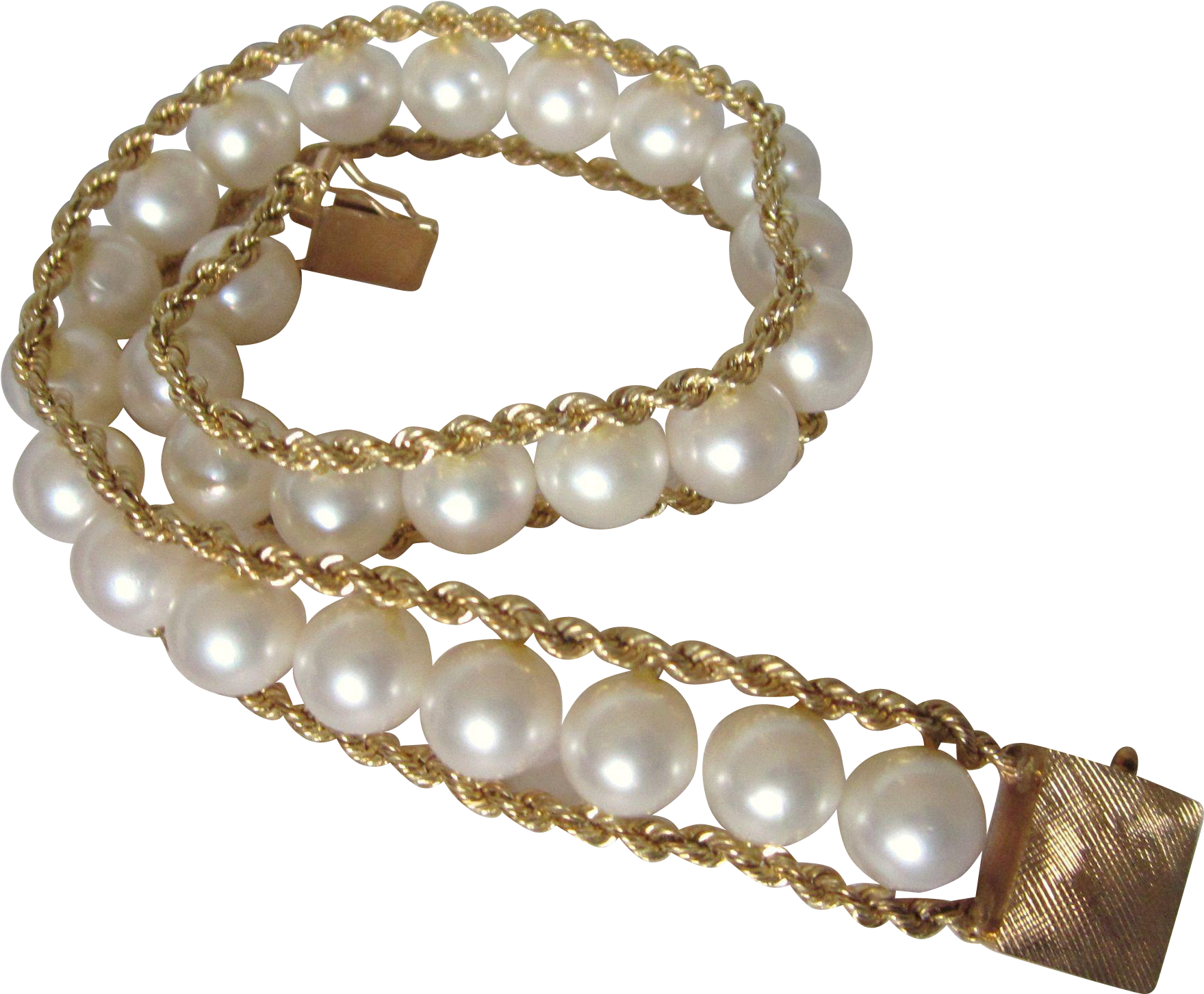 Vintage 14k 585 Gold Lustrous Cultured Pearl Bold 7-1/2" (1758x1758), Png Download