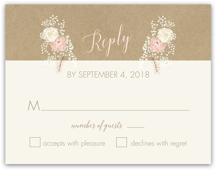 Kraft Wedding Rsvp Card Bohemian Antler Floral Wreath (900x900), Png Download