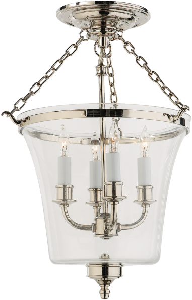 Sussex Semi-flush Bell Jar $630 Height - Visual Comfort Chc2209pn E.f. Chapman Sussex 4 Light (628x628), Png Download